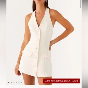 Peppermayo- Mira Halter Neck Mini Dress - Ivory
